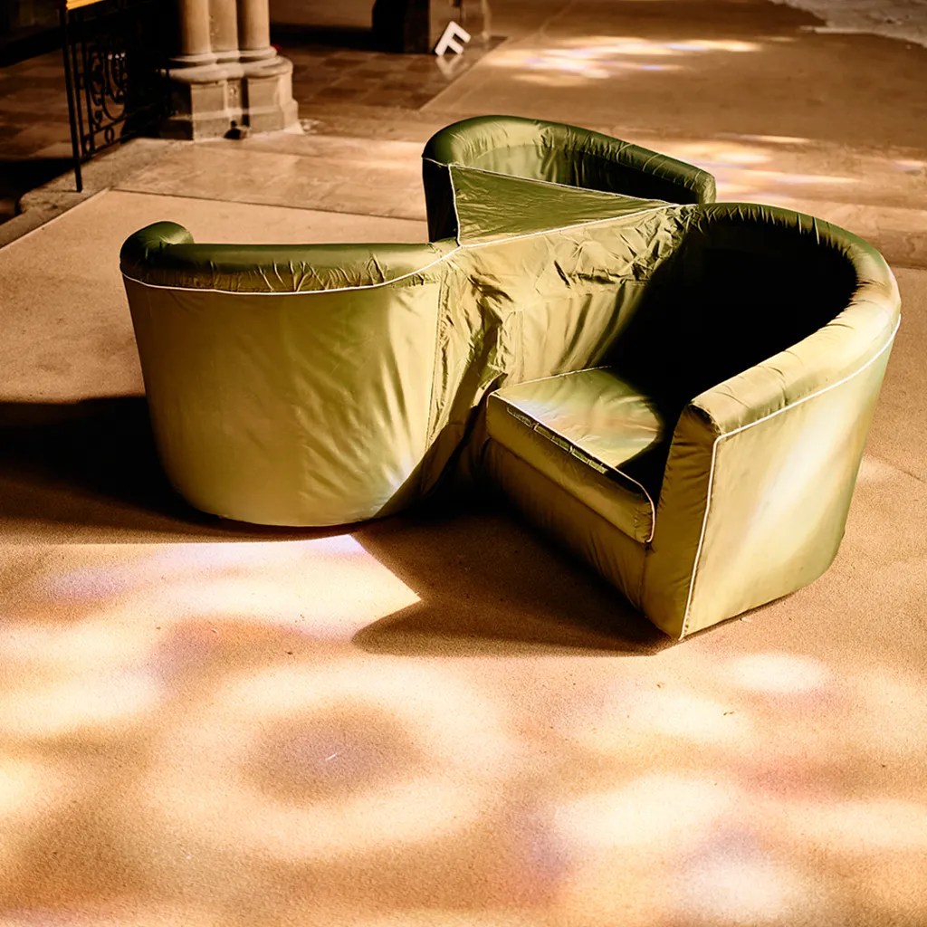 Les Indiscrets; sculpture-objet; fauteuils; toiles de tente; Quechua; decathlon; réfugiés; abrit; tente decathlon; assise; partage; trio; demandeur·e·s d'asile; histoire; récit; parole; décisive; enjeu; Marion Moskowitz; OFPRAM; confident; traducteur; second empire; Sculptures; installations; performances; kitch; enjoué; morbide; paradoxe; vert; culture savante; culture populaire; bonheur; mélancolie; passé; présent; détourner les codes; détournement; recompose; triture; symboles; société; retranscrire; vision désenchantée; Cynisme; nostalgique; registre divers; vidéo; in situ; place de l'objet; allégories; emblèmes; mythes anciens; mythes contemporains; utopies; œuvre colorée; tenerfluid; voci umane; tender.fluid; tenderlyfluid; Marion Moskowitz